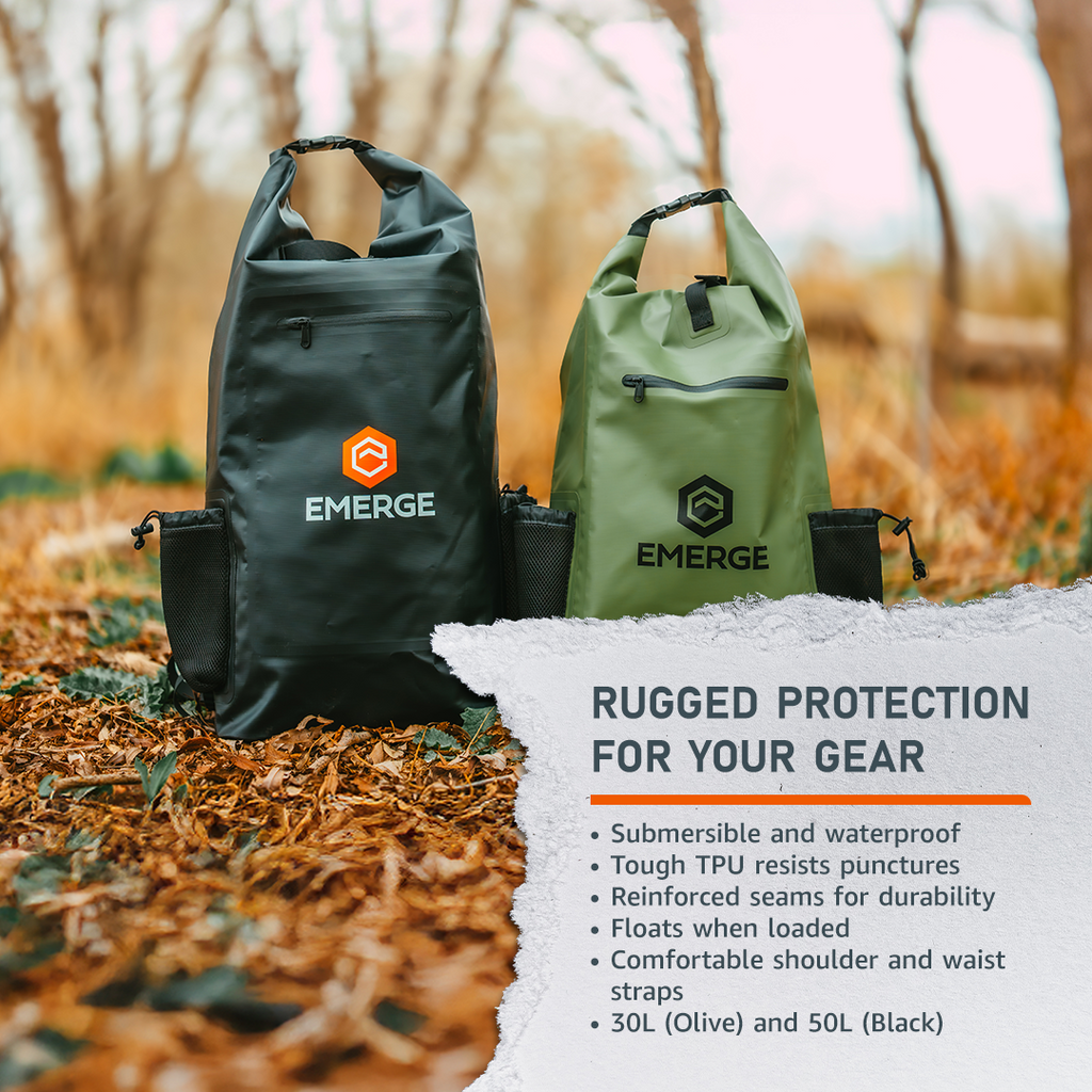 30L Heavy Duty Dry Bag w/ Straps - Olive