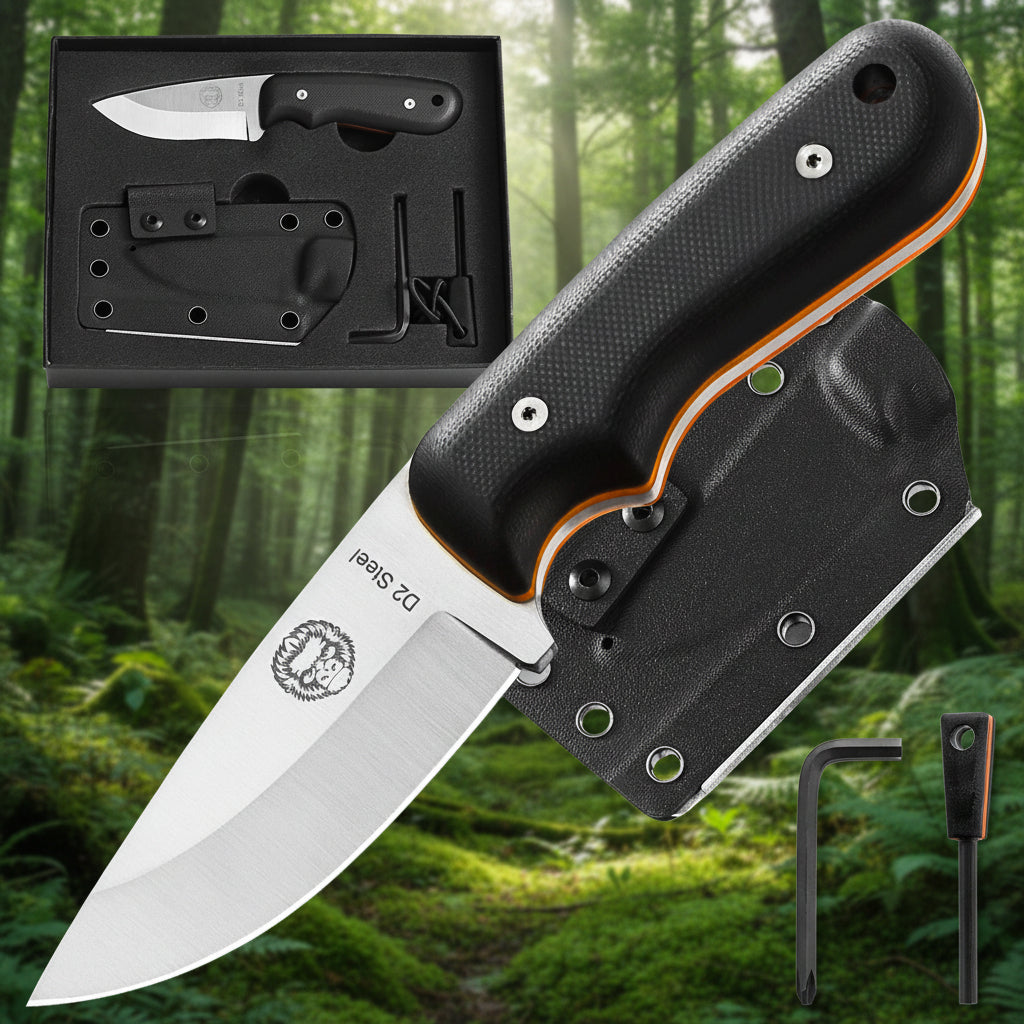 Folding knife with black handle and silver blade