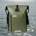 Green backpack with black straps