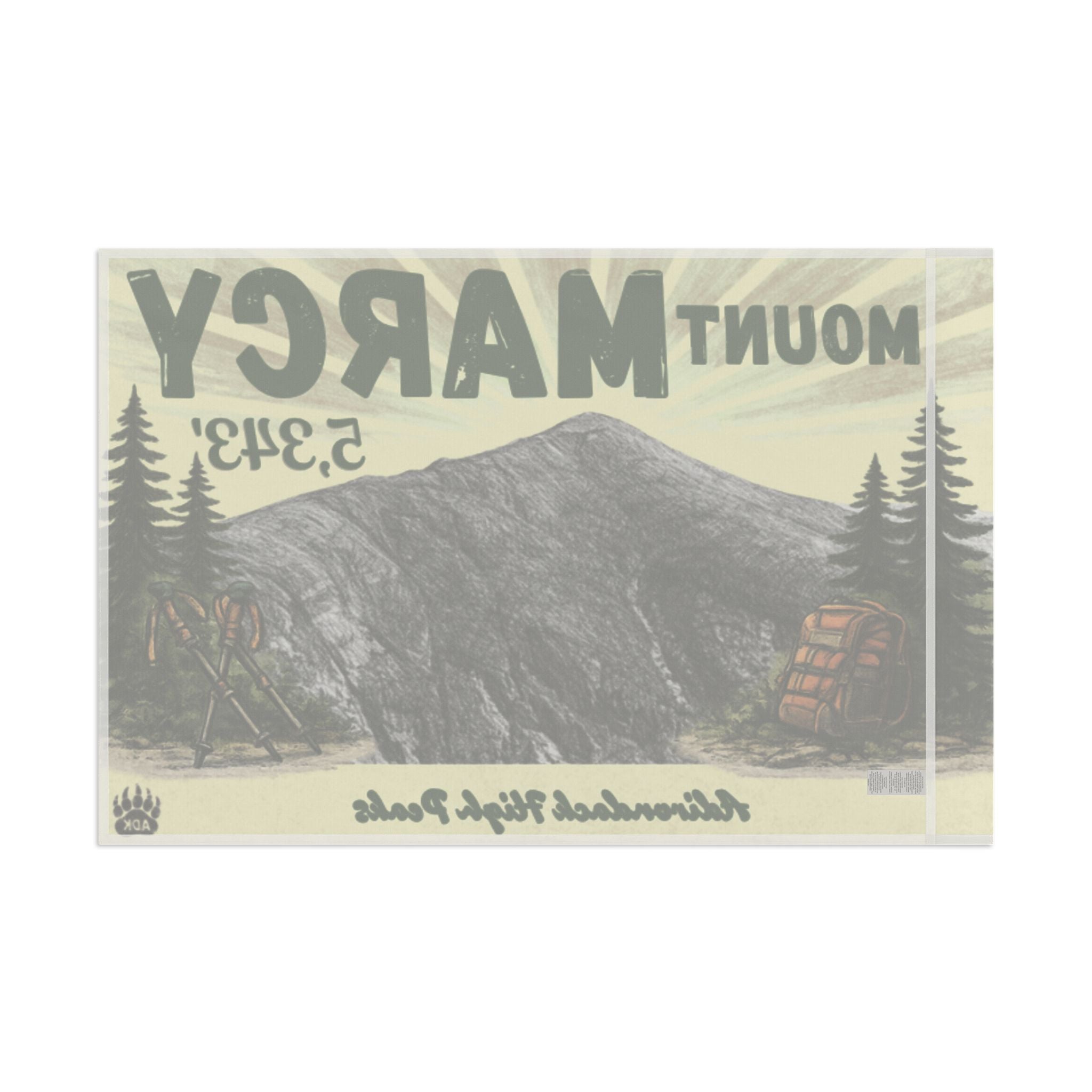 Vintage-style flag with mountain and trees- Adirondack Summit Flag