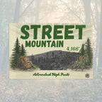 Flag with 'Street Mountain' text and mountain illustration - Adirondack Summit Flag