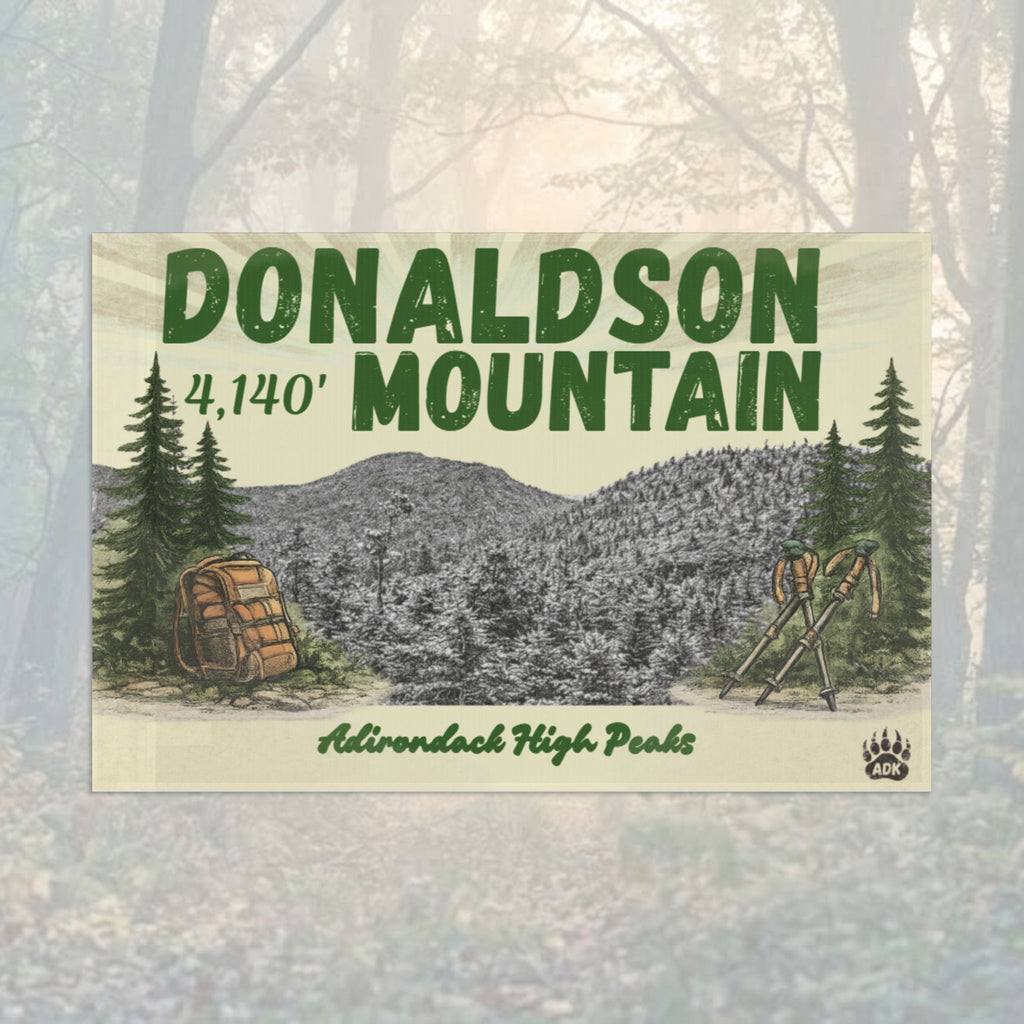 Flag with 'Donaldson Mountain' text and mountain illustration - Adirondack Summit Flag