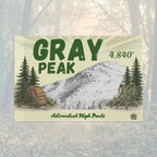 Flag of Gray Peak with mountain and trees illustration - Adirondack Summit Flag
