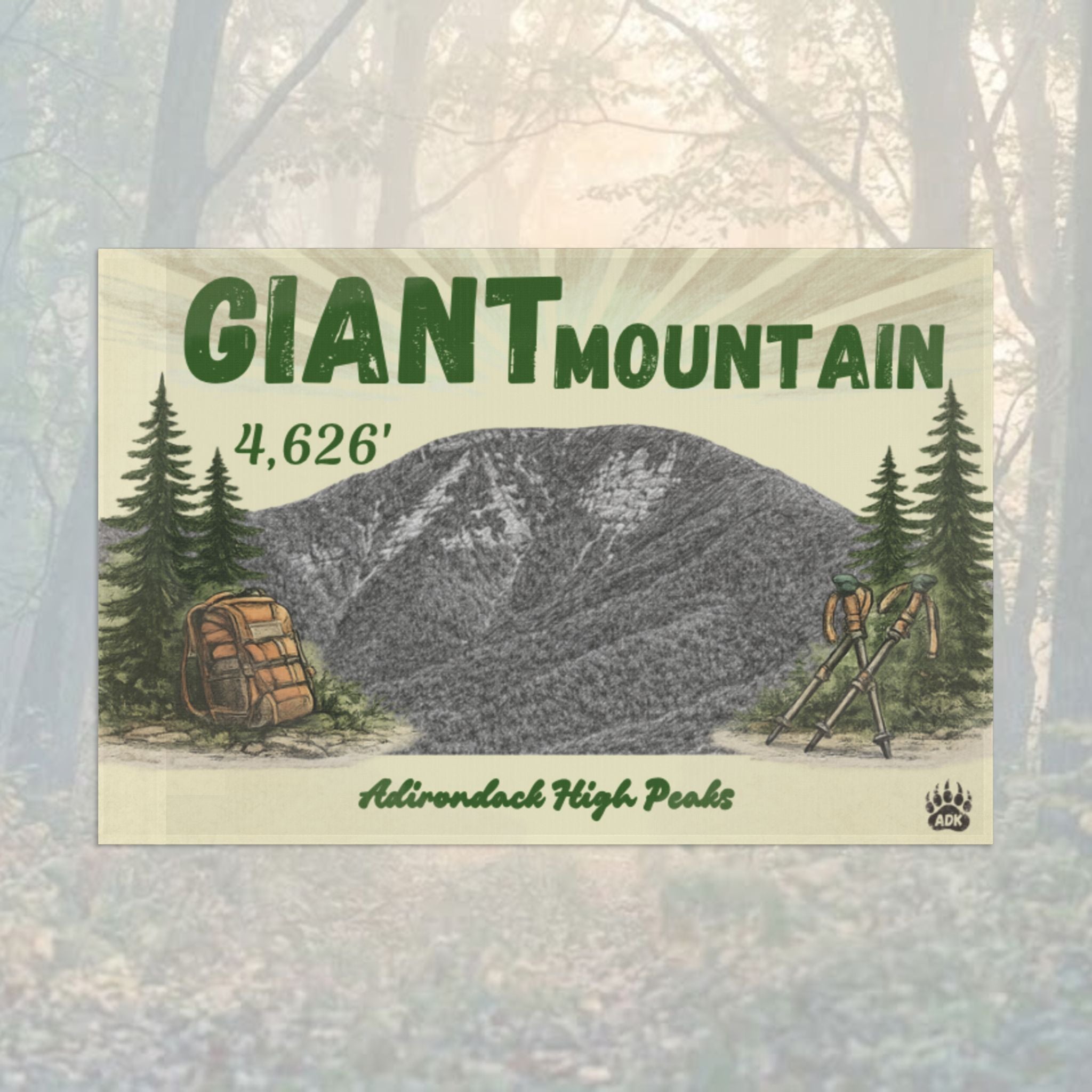 Vintage-style flag of Giant Mountain - Adirondack Summit Flag