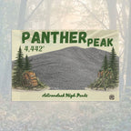 Panther Peak flag with mountain and trees illustration - Adirondack Summit Flag
