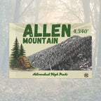 Flag for Allen Mountain with mountain and trees illustration - Adirondack Summit Flag