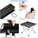 Step-by-step guide on setting up a portable folding table with tools