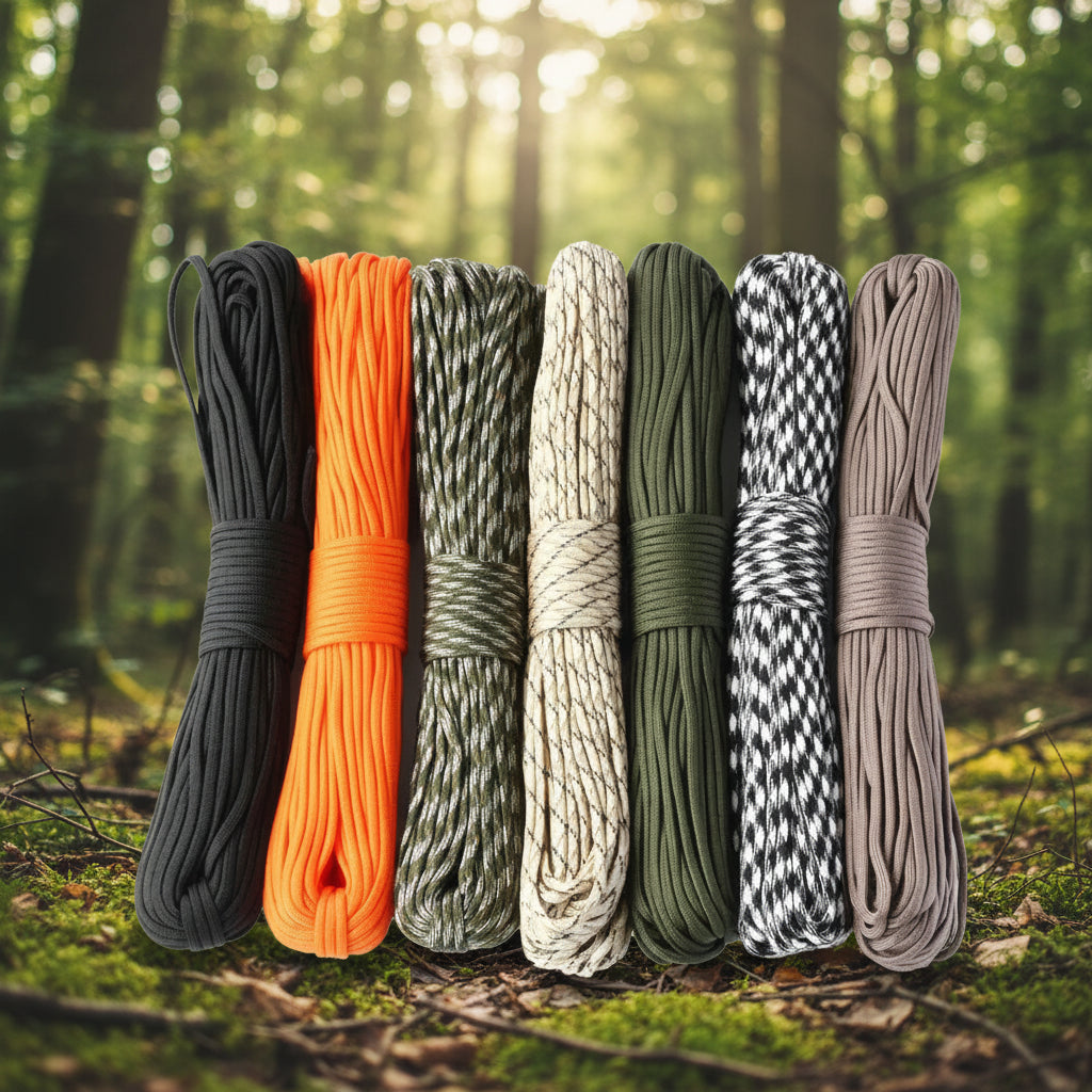 Set of six coiled ropes in various colors