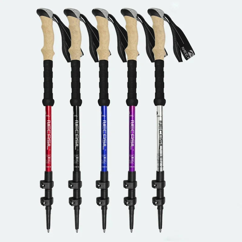 Collapsible Aluminum Trekking Poles with Cork Grips