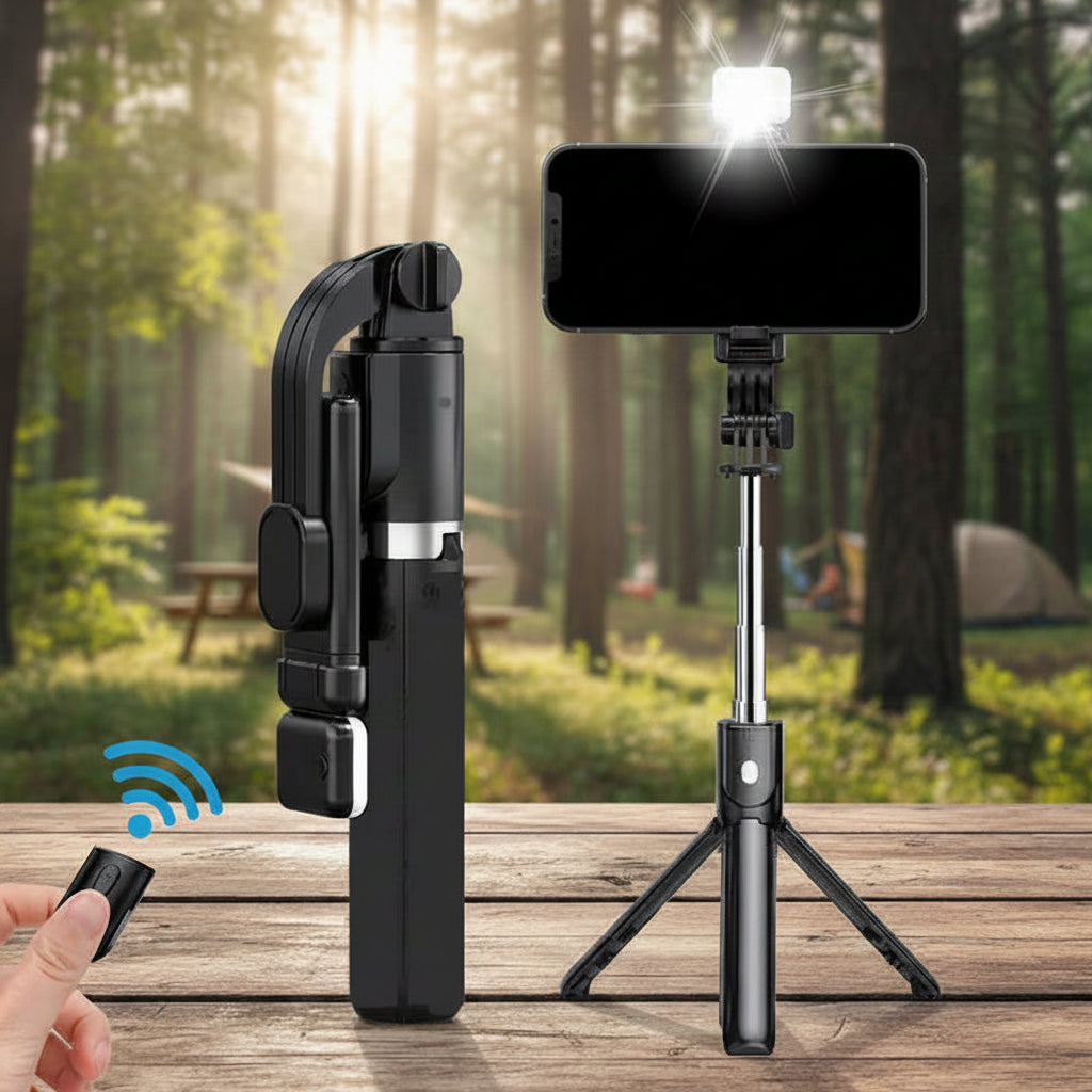 Selfie Stick with Built-In Flash and Bluetooth Remote