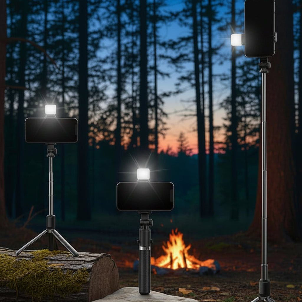 Selfie Stick with Built-In Flash and Bluetooth Remote