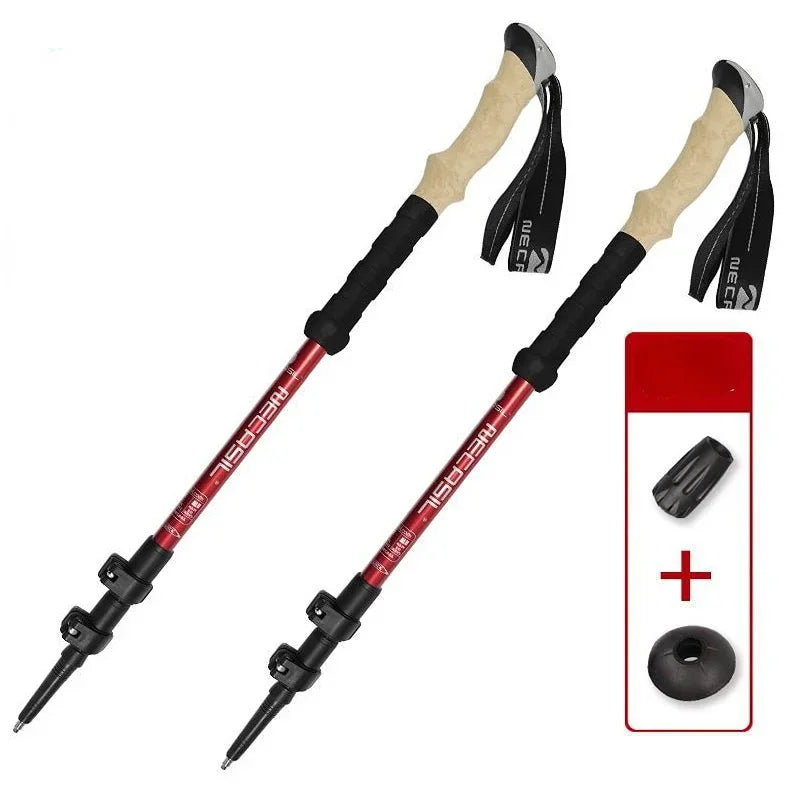 Collapsible Aluminum Trekking Poles with Cork Grips