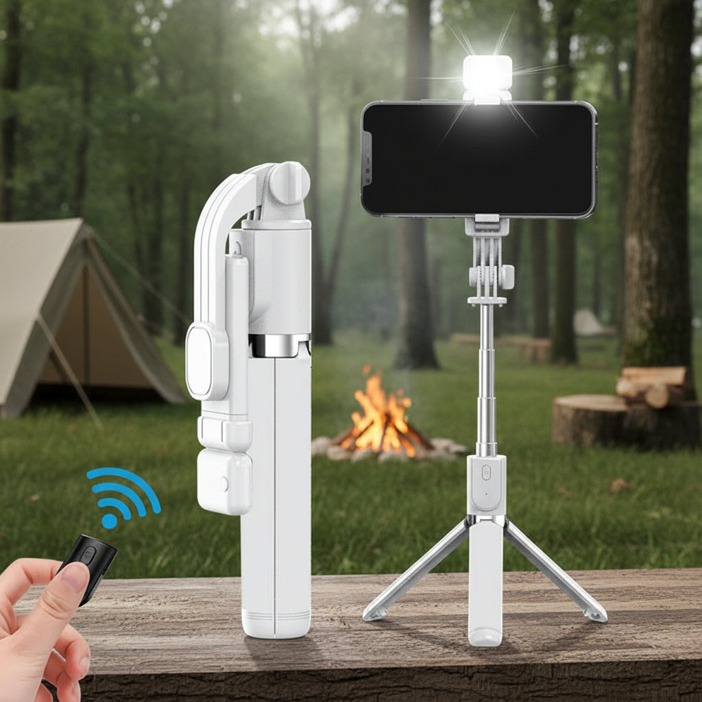 Selfie Stick with Built-In Flash and Bluetooth Remote