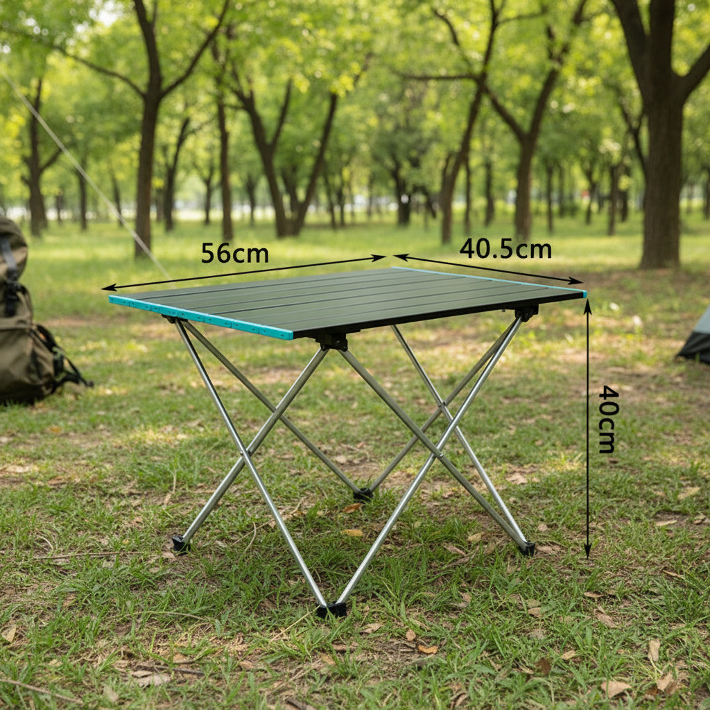 Foldable camping table with dimensions