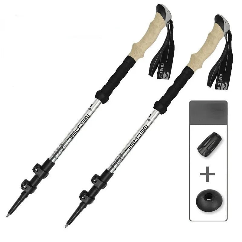 Collapsible Aluminum Trekking Poles with Cork Grips
