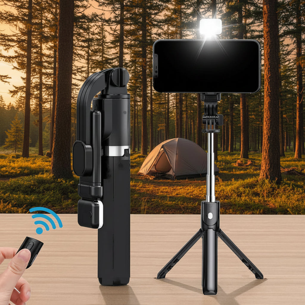 Selfie Stick with Built-In Flash and Bluetooth Remote