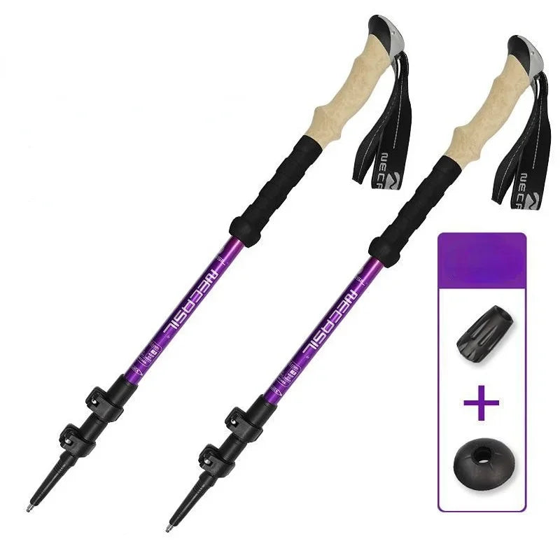Collapsible Aluminum Trekking Poles with Cork Grips