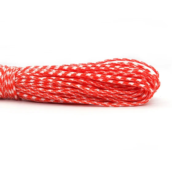 Red and white 2mm paracord rope - offered by the best hiking and camping gear store in Vermont, The Adirondack Tool Co.