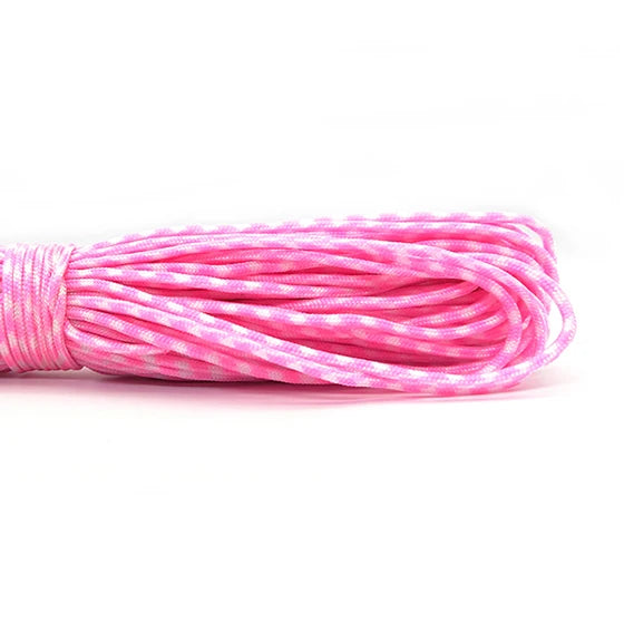 Pink and white braided 2mm paracord rope - offered by the best hiking and camping gear store in Vermont, The Adirondack Tool Co.