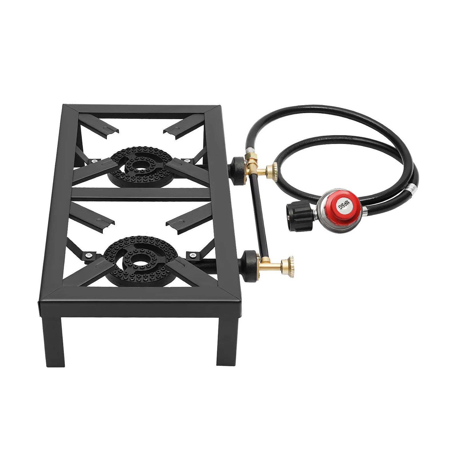 Portable gas stove with a hose and regulator on a white background - offered by The Adirondack Tool Co.