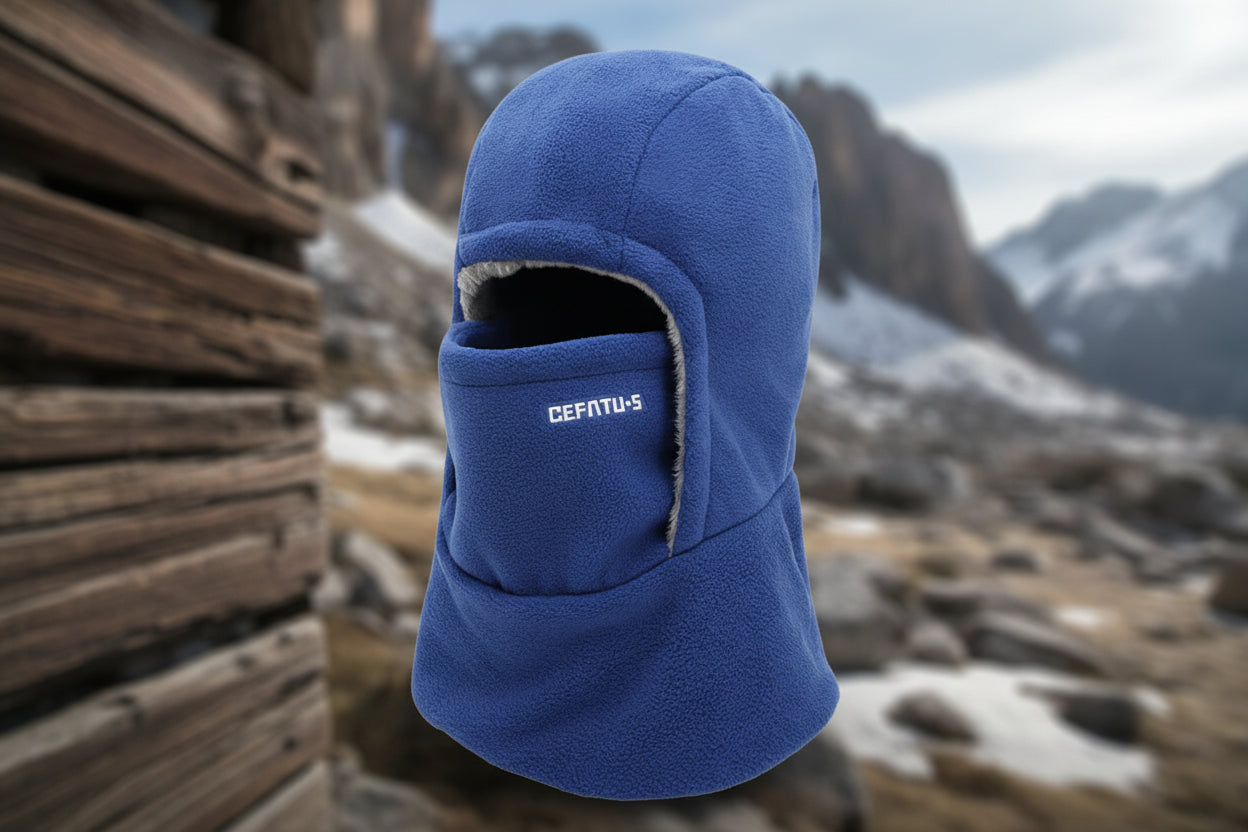 Blue balaclava on a white background - Offered by The Adirondack Tool Co.