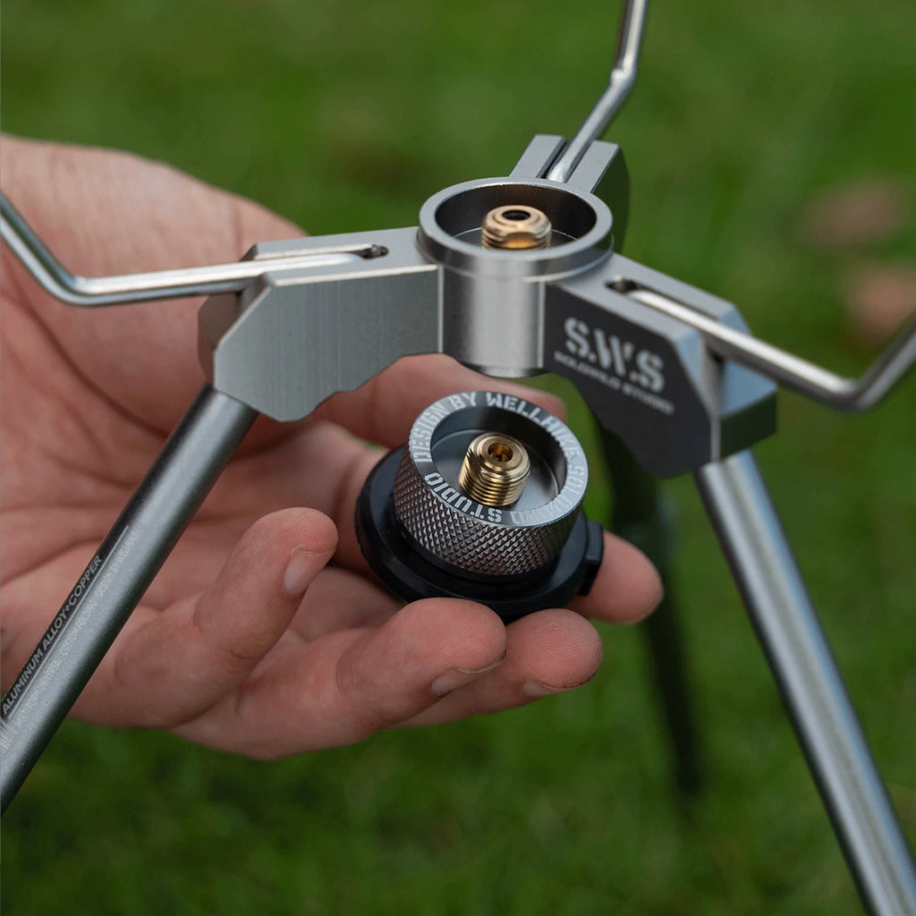 Butane and Propane Tank Adapter for Small Cannisters offered by the Northeast's best camping and hiking gear provider, The Adirondack Tool Co.