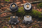 Black and Silver Butane and Propane Tank Adapter for Small Cannisters offered by the Northeast's best camping and hiking gear provider, The Adirondack Tool Co.