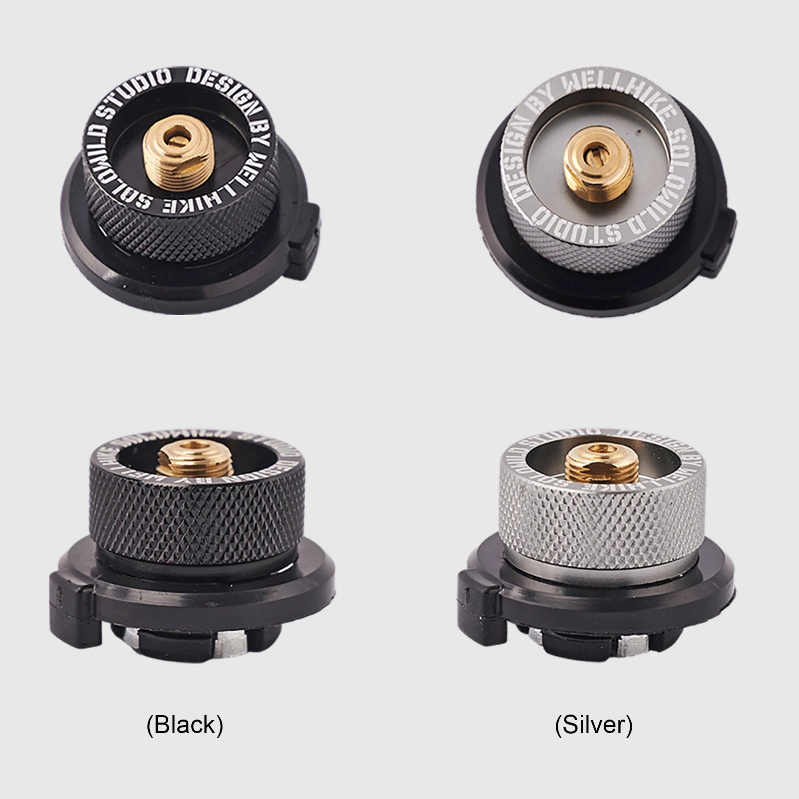 Black and Silver Butane and Propane Tank Adapter for Small Cannisters offered by the Northeast's best camping and hiking gear provider, The Adirondack Tool Co.