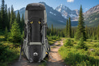Black and gray camping backpack on a white background - offered by the best camping gear store in the Northeast, the Adirondack Tool Co.