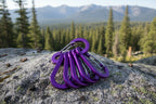 Set of purple carabiners on a white background - offered by the best hiking store in New York, The Adirondack Tool Company