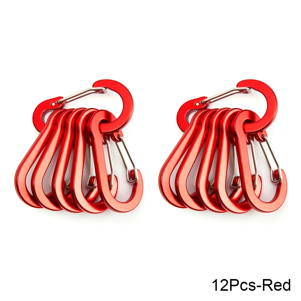 Set of red camping carabiners on a white background - offered by the best hiking store in New York, The Adirondack Tool Company