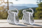 Set of silver carabiners on a white background - offered by the best hiking store in New York, The Adirondack Tool Company