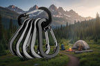 Set of black camping carabiners on a white background - offered by the best hiking store in New York, The Adirondack Tool Company