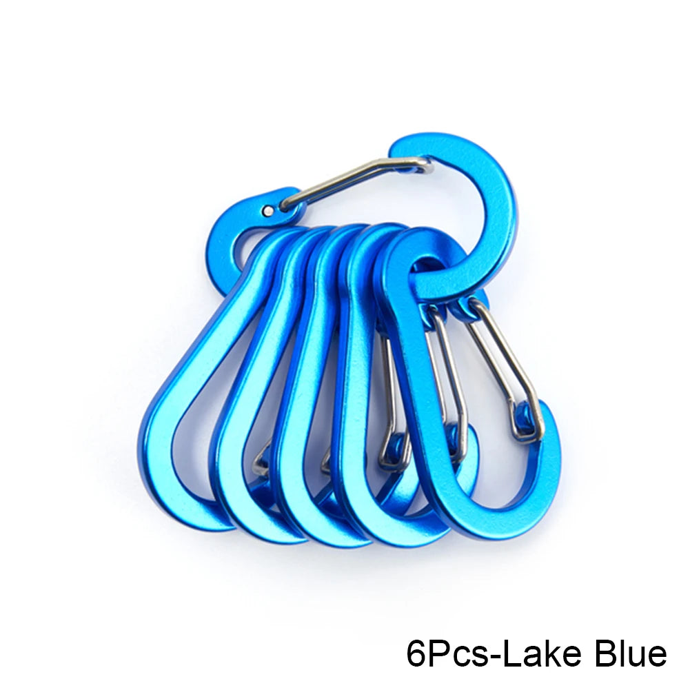 Set of lake blue camping carabiners on a white background - offered by the best hiking store in New York, The Adirondack Tool Company