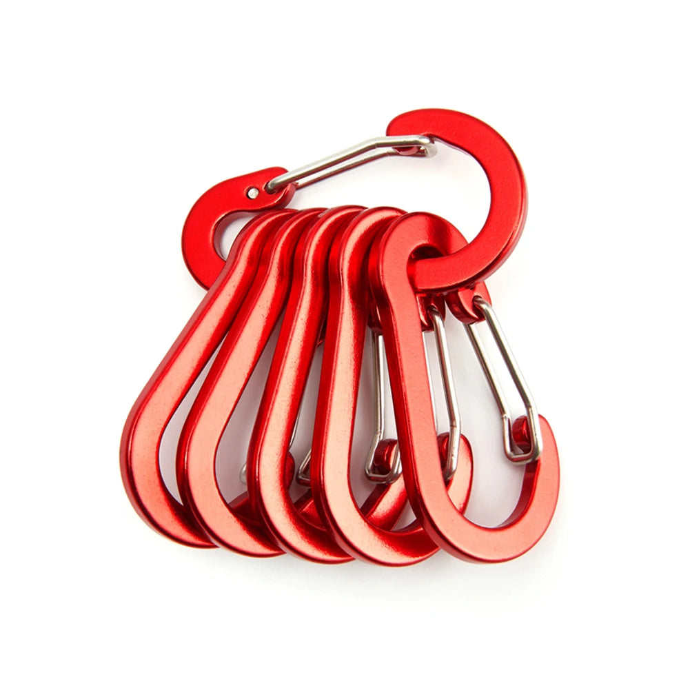 Set of red camping carabiners on a white background - offered by the best hiking store in New York, The Adirondack Tool Company