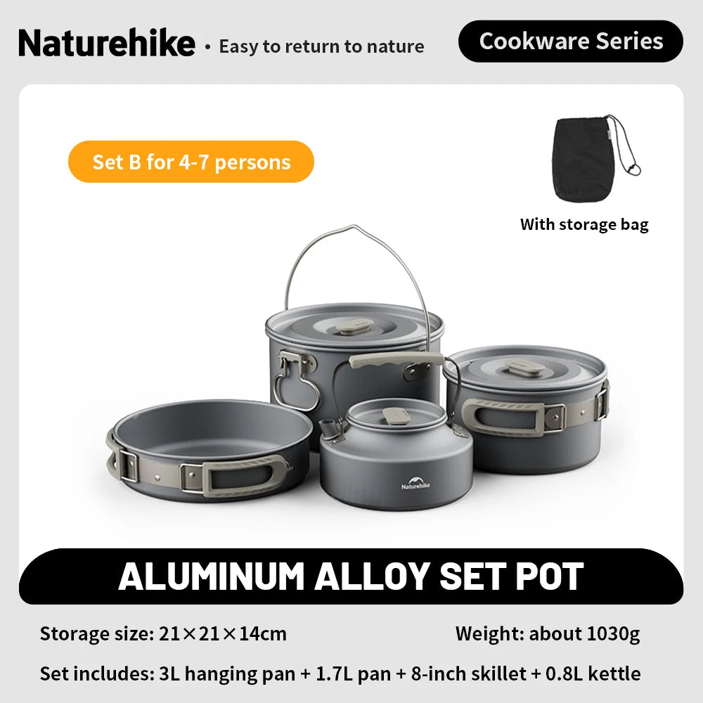 Camping cookware set with pots and pans on a white background - offered by the best camping gear store in New York, The Adirondack Tool Company