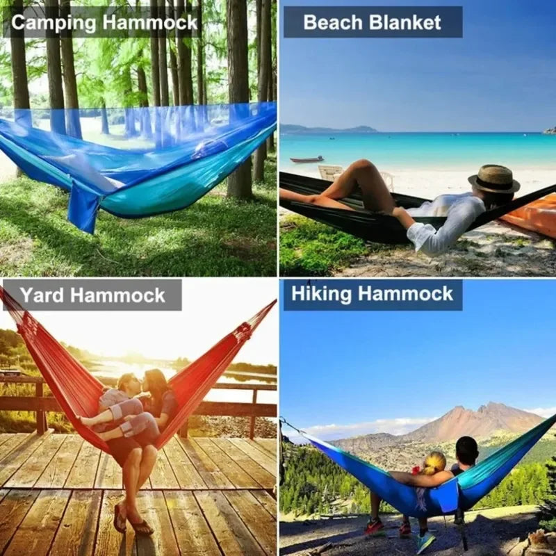 Collage of hammocks used in various settings. - offered by the best camping gear store in West Virginia, The Adirondack Tool Co.