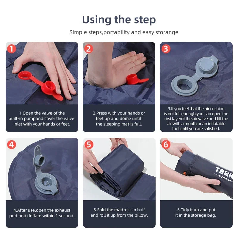 Step-by-step guide on using the inflatable camping mat from The Adirondack Tool Co.