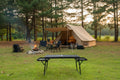 Black metal folding camping table offered by the best camping gear store in the Northeast, The Adirondack Tool Co.