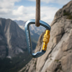 Metal carabiner with gold locking mechanism