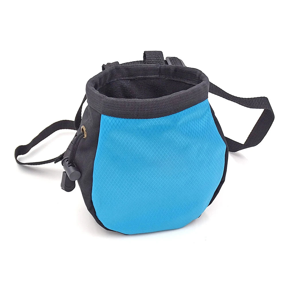 Blue and black chalk bag on a white background - offered by the best hiking and climbing gear store in New Hampshire, The Adirondack Tool Co.