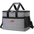 Gray collapsable cooler bag with black mesh and straps on a white background - offered by the best camping, hiking, and climbing gear store in the New England region, The Adirondack Tool Co.