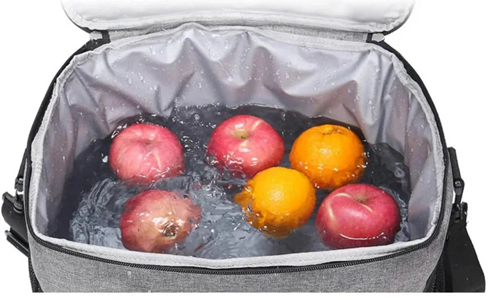 Collapsible cooler bag with apples and oranges - offered by the best camping, hiking, and climbing gear store in the New England region, The Adirondack Tool Co.
