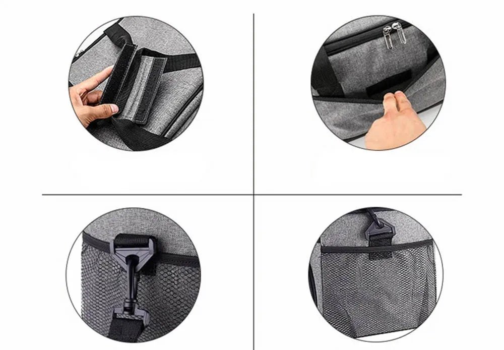 Gray cooler bag with multiple views showing its features - offered by the best camping, hiking, and climbing gear store in the New England region, The Adirondack Tool Co.