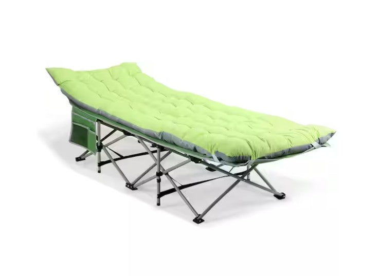 Green camping cot on a white background - offered by the best hiking and camping gear company in New York City, New York.