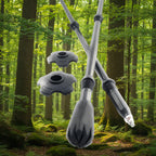 Two black and blue hiking poles' tips made in the USA on a white background, offered by the best hiking gear store in New York, The Adirondack Tool Co.