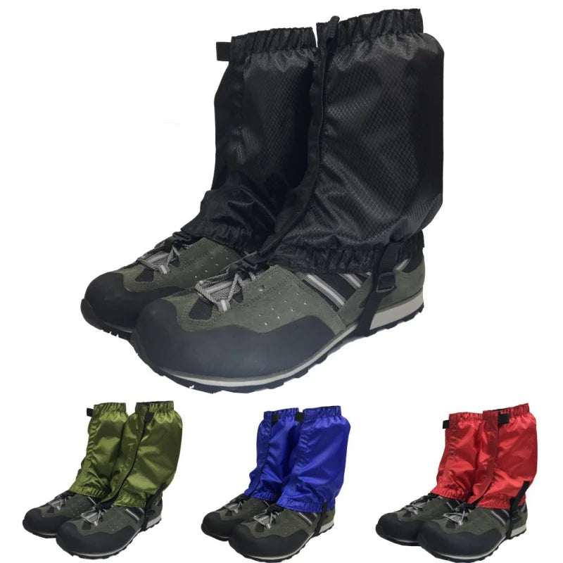 The Adirondack Tool Co.'s gaiters in black, green, blue, and red.