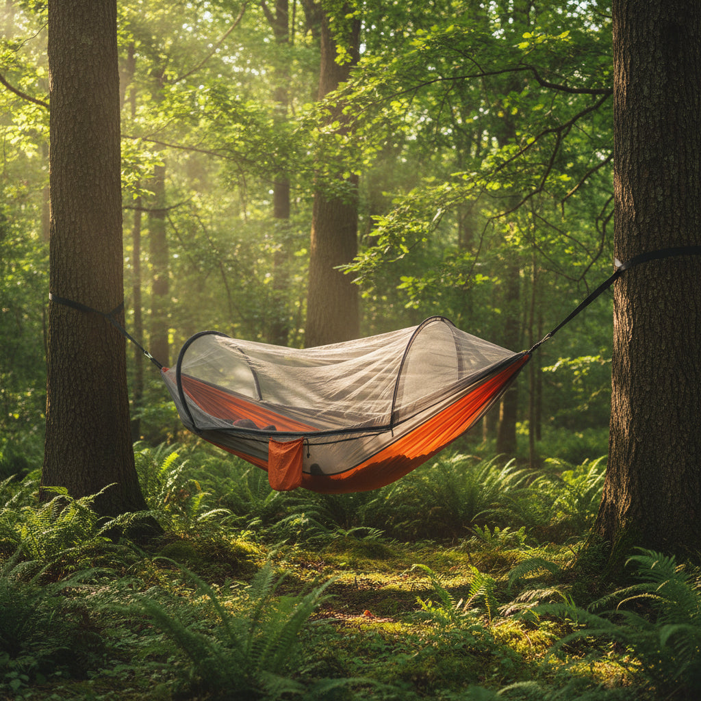 Camping hammock with mosquito net