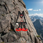 Safety harness with red and black straps