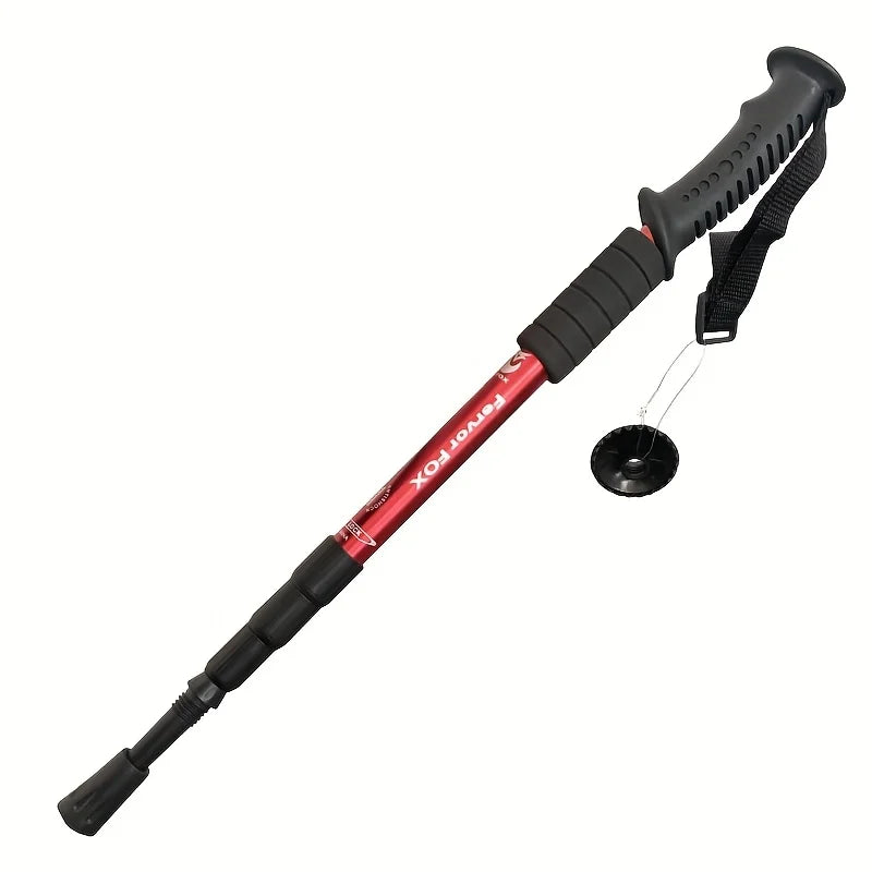 Black and red hiking pole on a white background - offered by the best outdoor gear store in America, The Adirondack Tool Co.